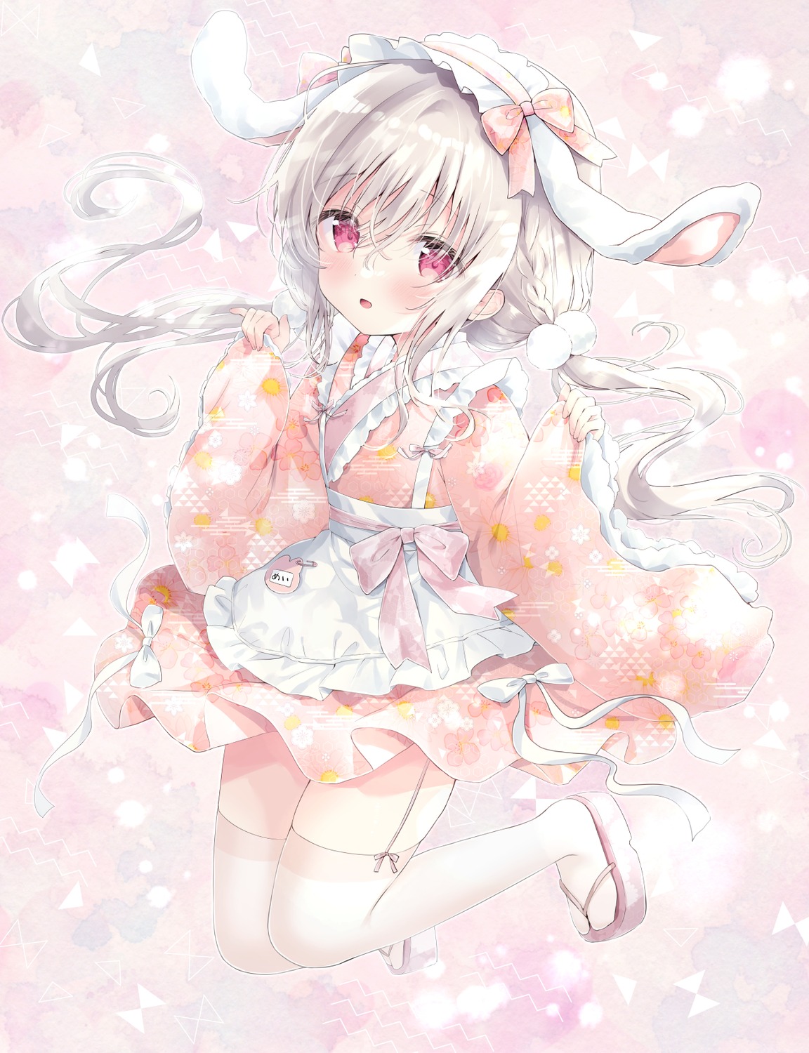 amedama_con, animal_ears, bunny_ears, maid, shirousa_mei, stockings, thighhighs, wa_maid