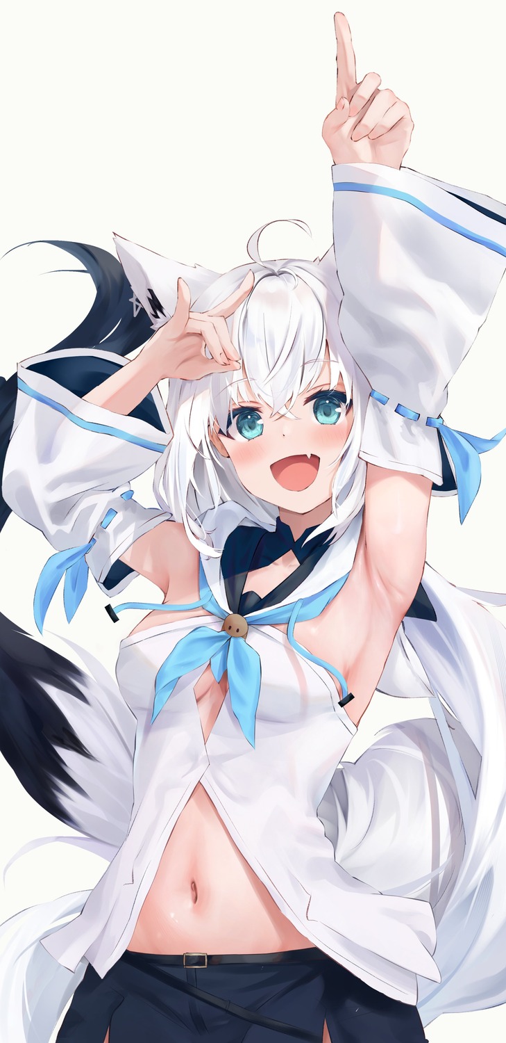 animal_ears, hololive, hololive_gamers, kitsune, no_bra, shirakami_fubuki, tail, uechin_ewokaku