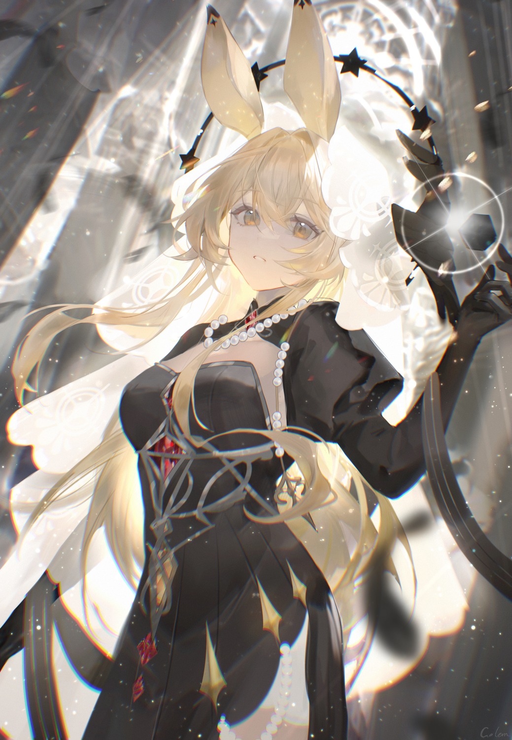 animal_ears, arknights, dorothy_(arknights), golem_(he_ji_gao), no_bra
