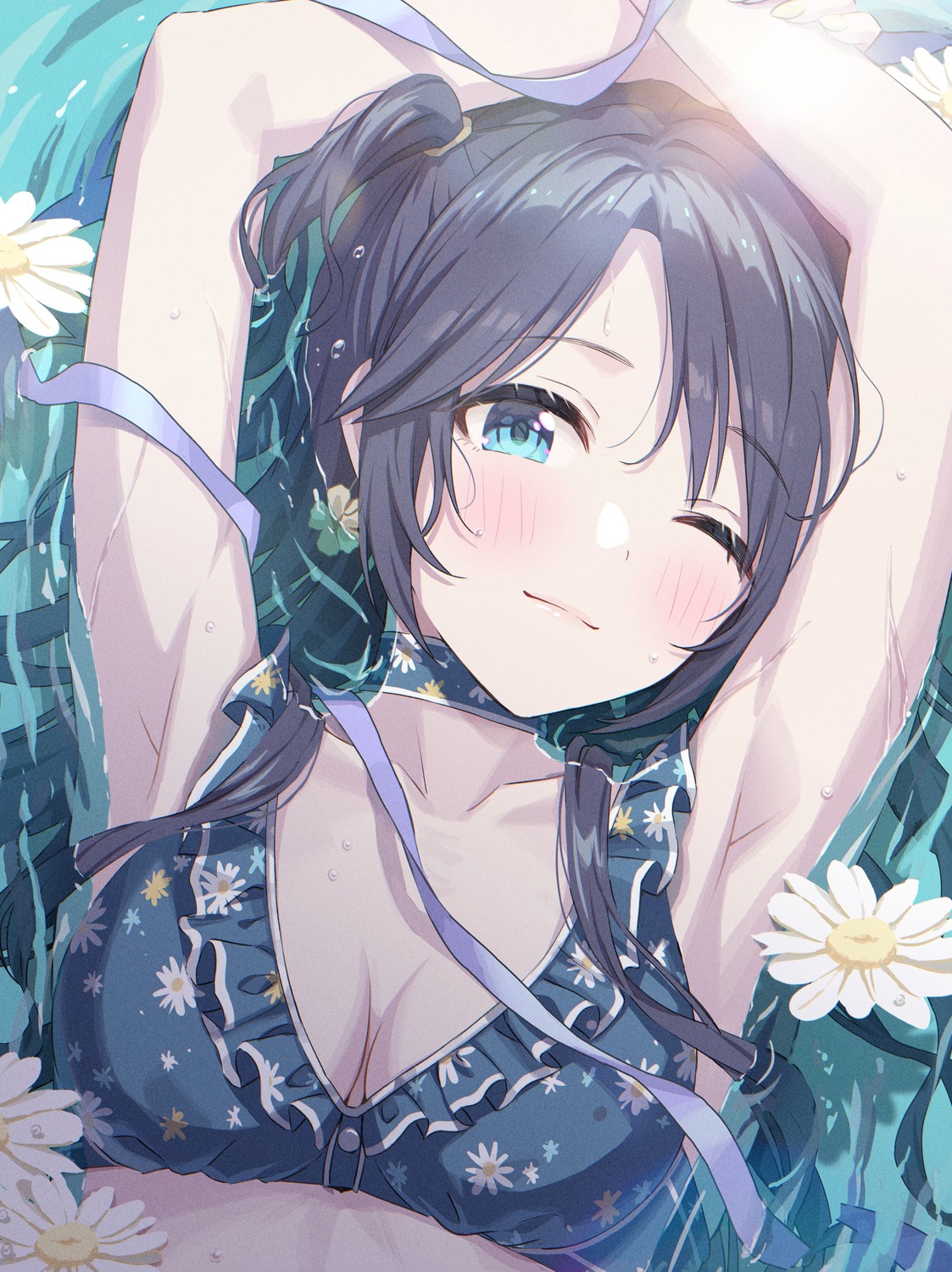 bikini_top, cleavage, mitsumine_yuika, momoimon, swimsuits, the_idolm@ster, the_idolm@ster_shiny_colors, wet