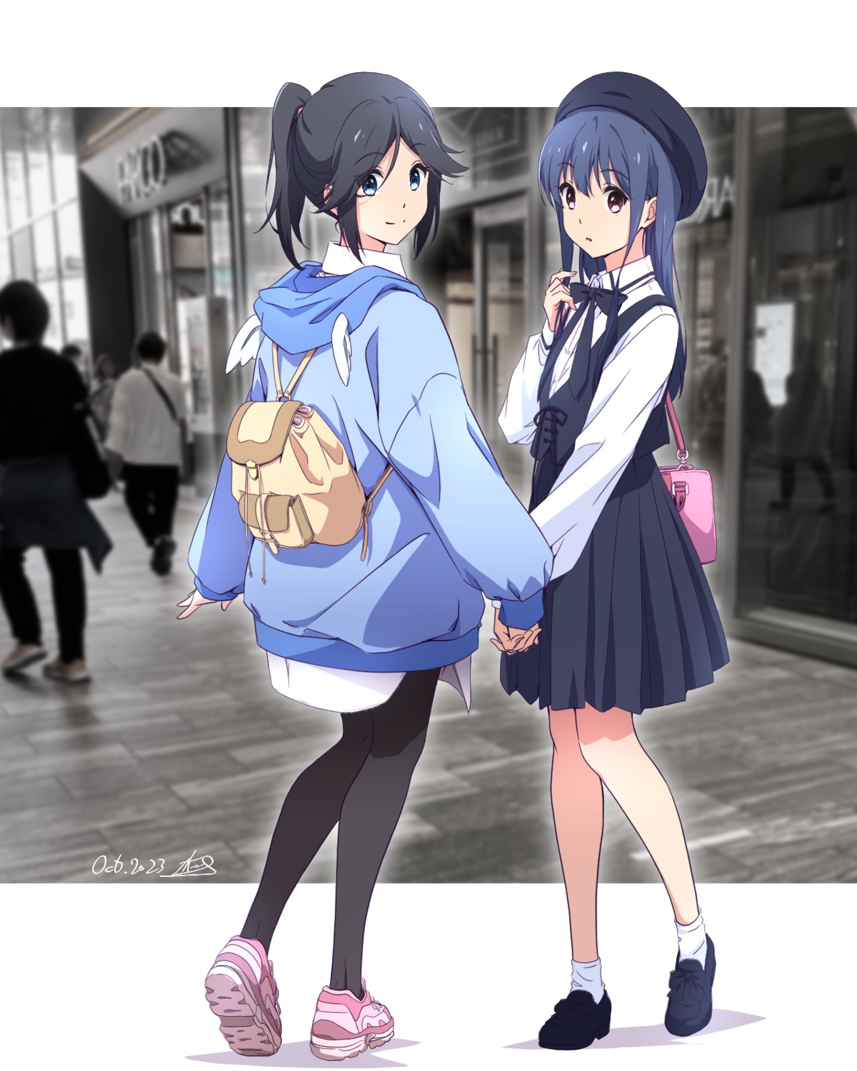 hibike!_euphonium, kasaki_nozomi, nii_manabu, pantyhose, photo, yoroizuka_mizore, yuri