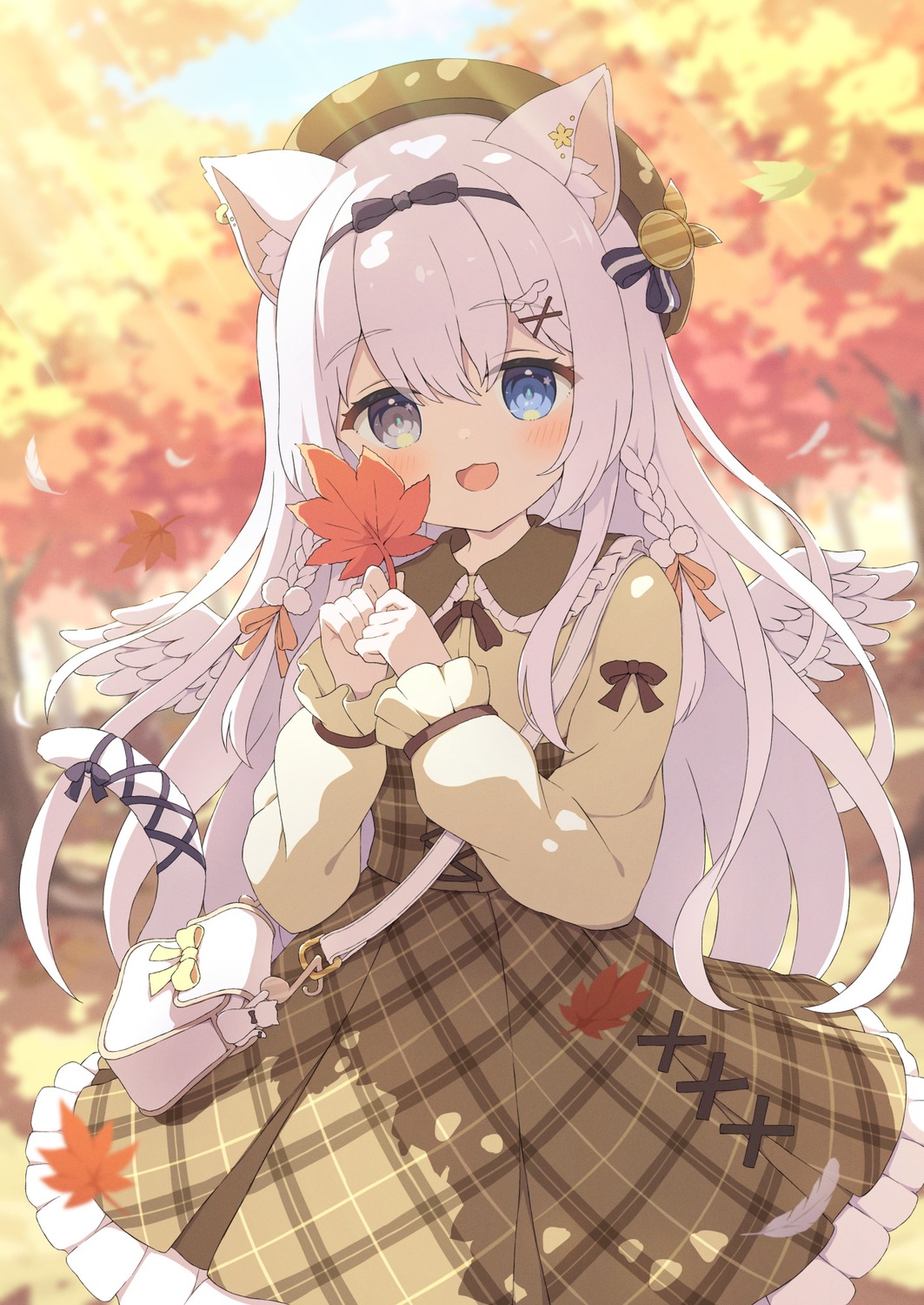 animal_ears, heterochromia, indie_virtual_youtuber, nekomimi, sorashi_purumu, tail, tyakomes, wings