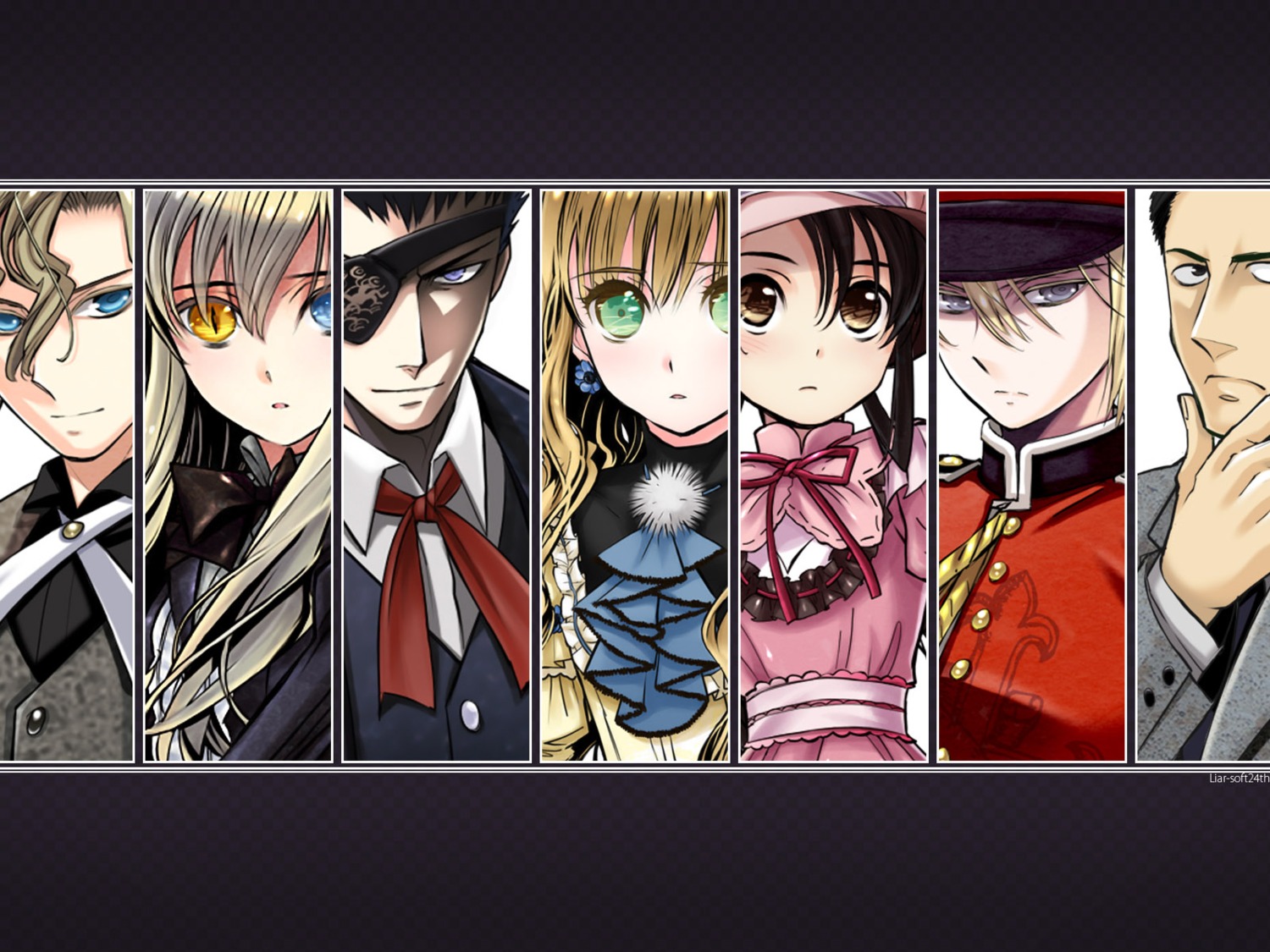 akira_(kaned_fools), angelica_derleth, charlotte_bronte, heterochromia, m_(sharnoth), mary_clarissa_christie, shikkoku_no_sharnoth, wallpaper