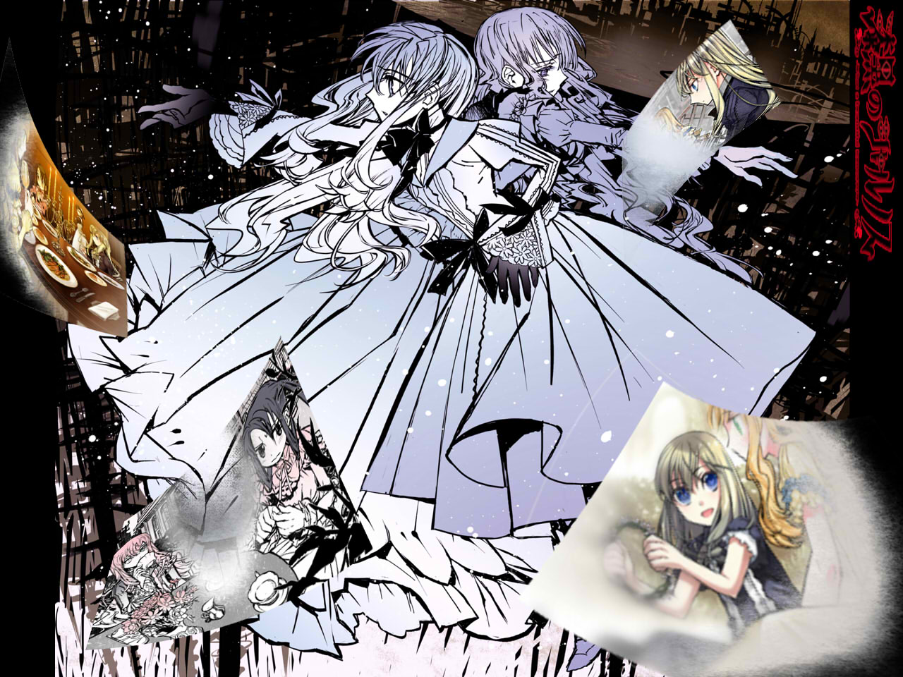 akira_(kaned_fools), charlotte_bronte, mary_clarissa_christie, shikkoku_no_sharnoth, wallpaper