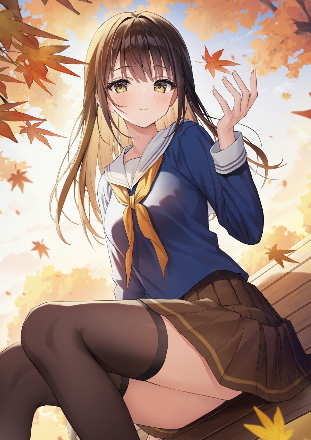 kuro_futoshi, seifuku, thighhighs