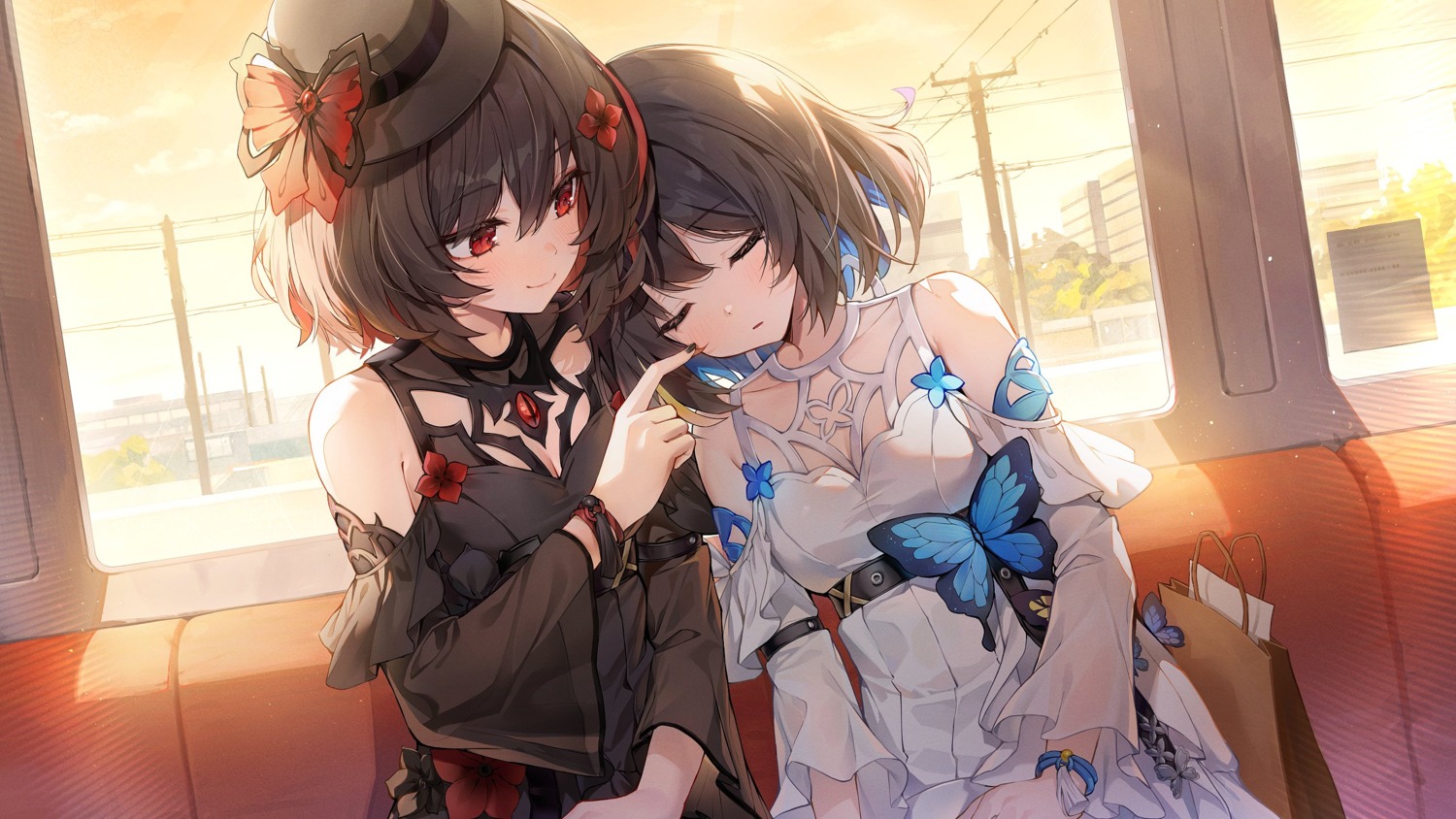 acco_(sh_in), benghuai_xueyuan, cleavage, honkai_impact, see_through, seele_vollerei, wallpaper, yuri