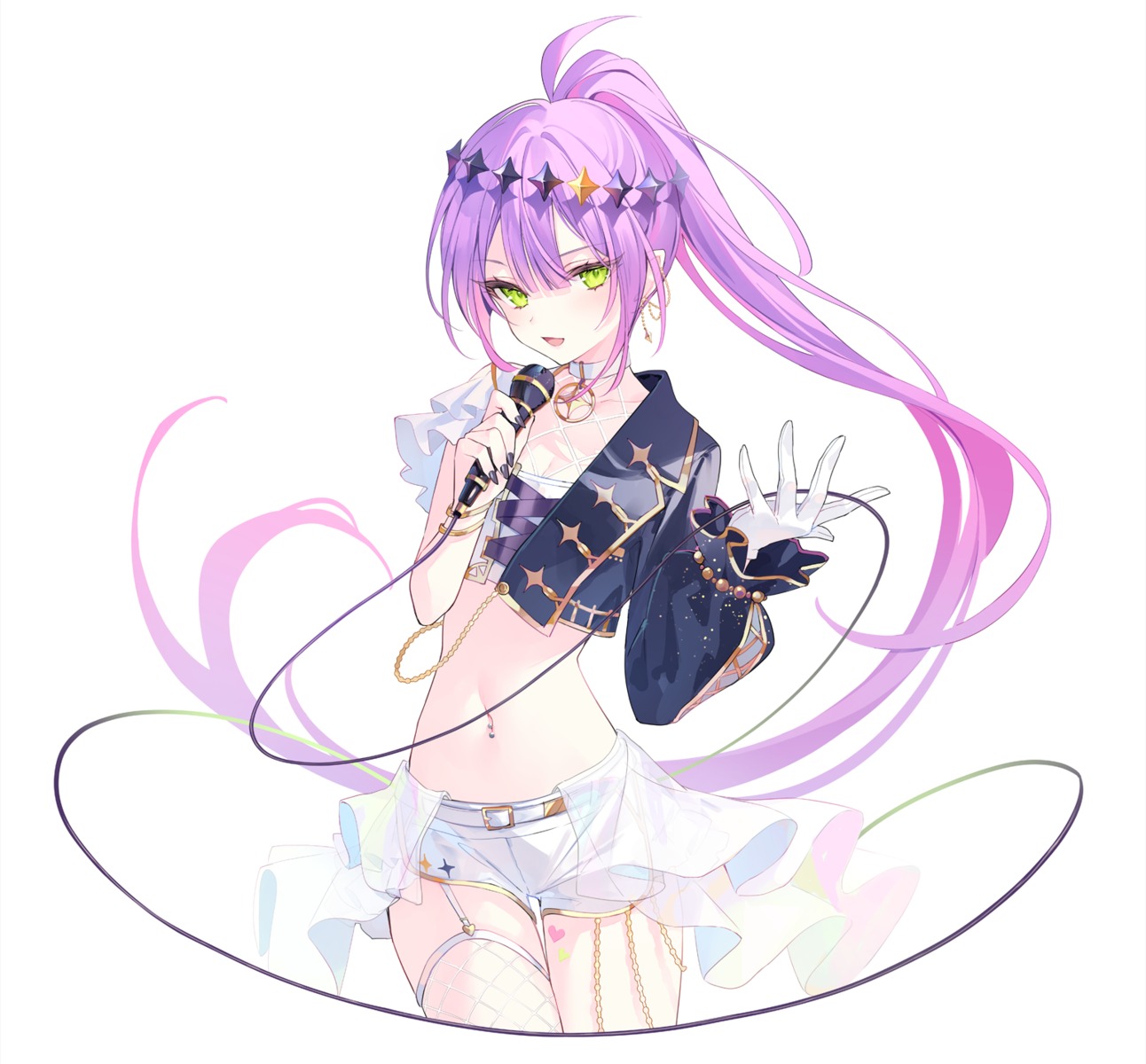 fishnets, hololive, pointy_ears, rurudo, see_through, stockings, tattoo, thighhighs