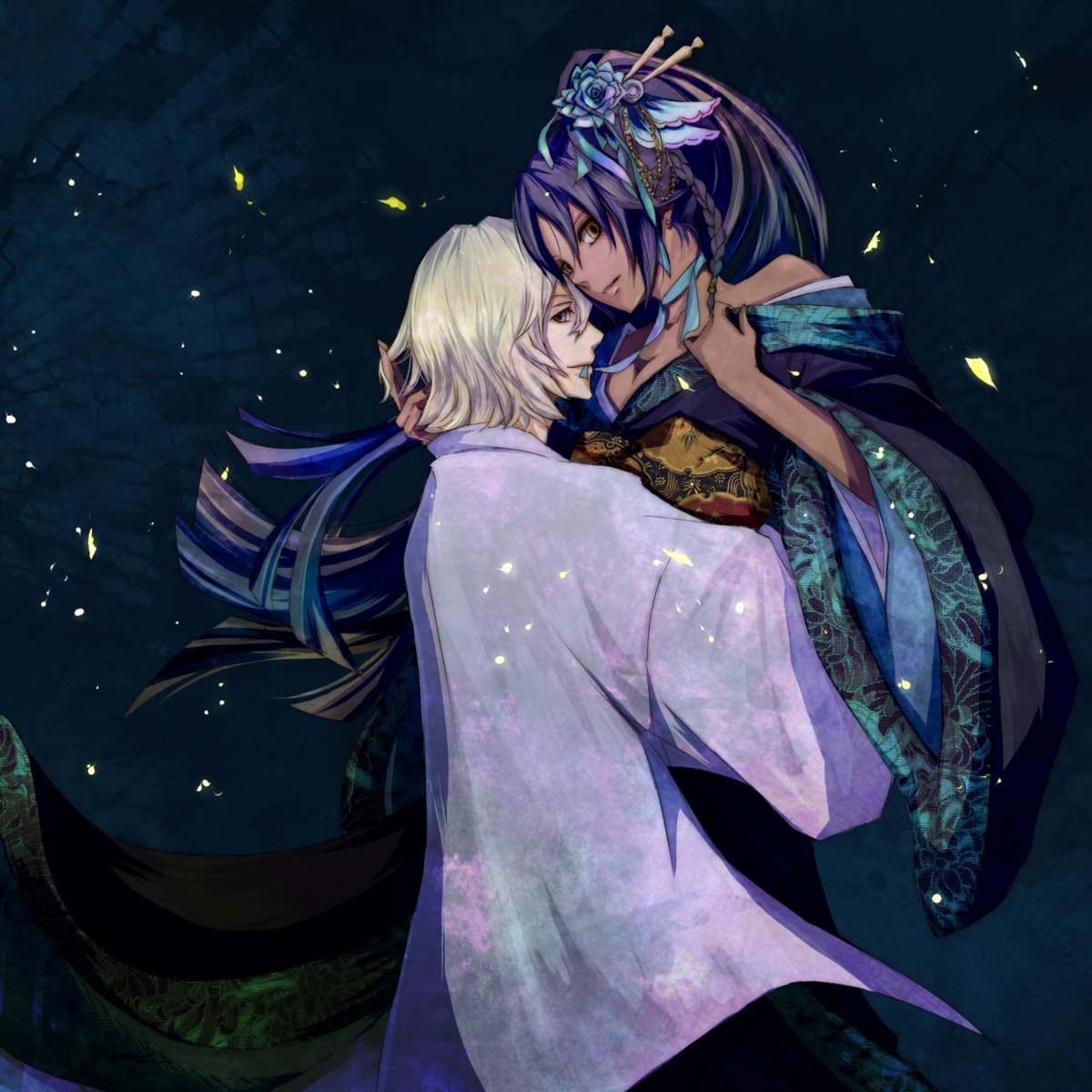 bleach, kimono, maboroshi, shihouin_yoruichi, urahara_kisuke