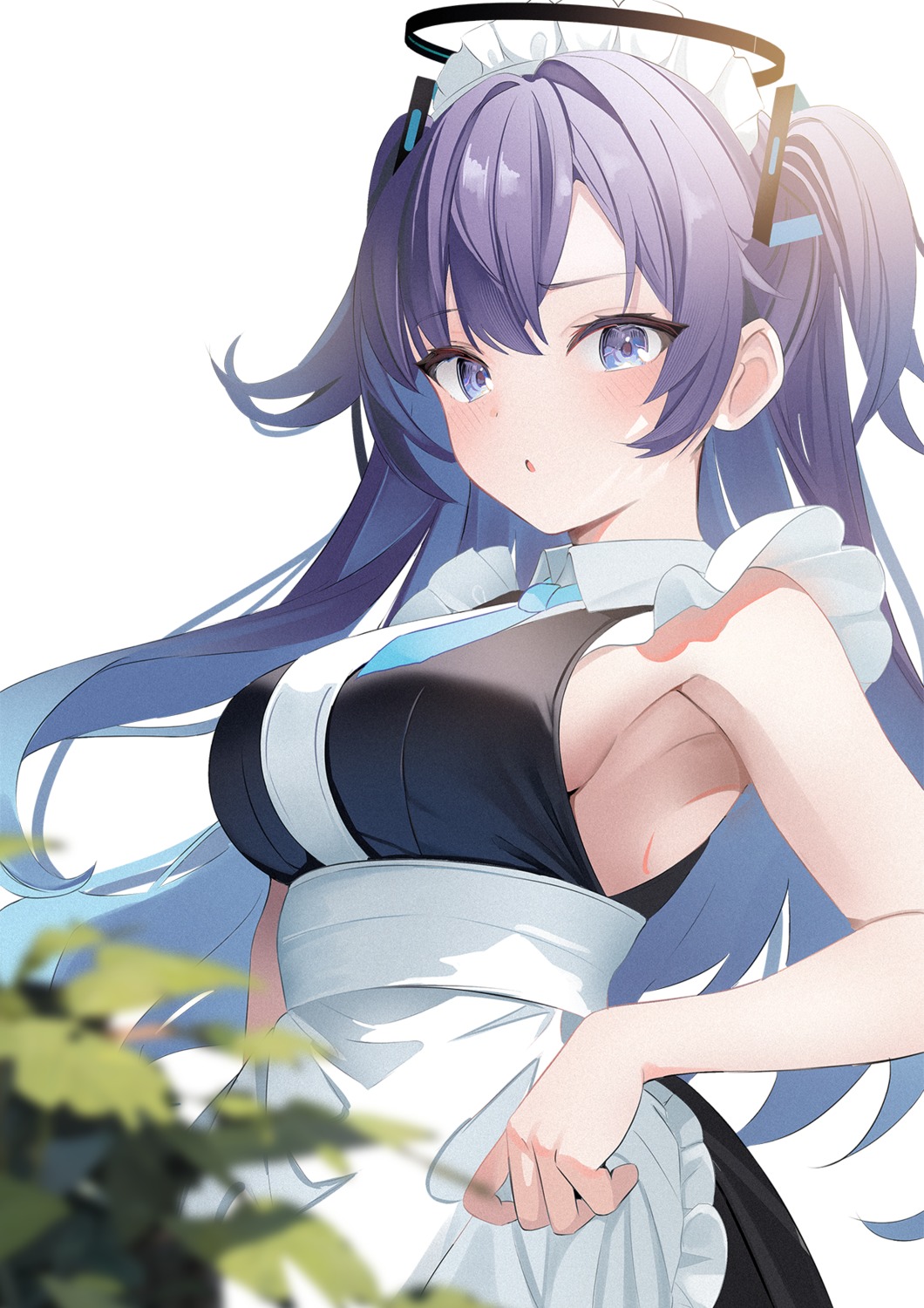 blue_archive, halo, hayase_yuuka, maid, no_bra, touyou_(39kir)