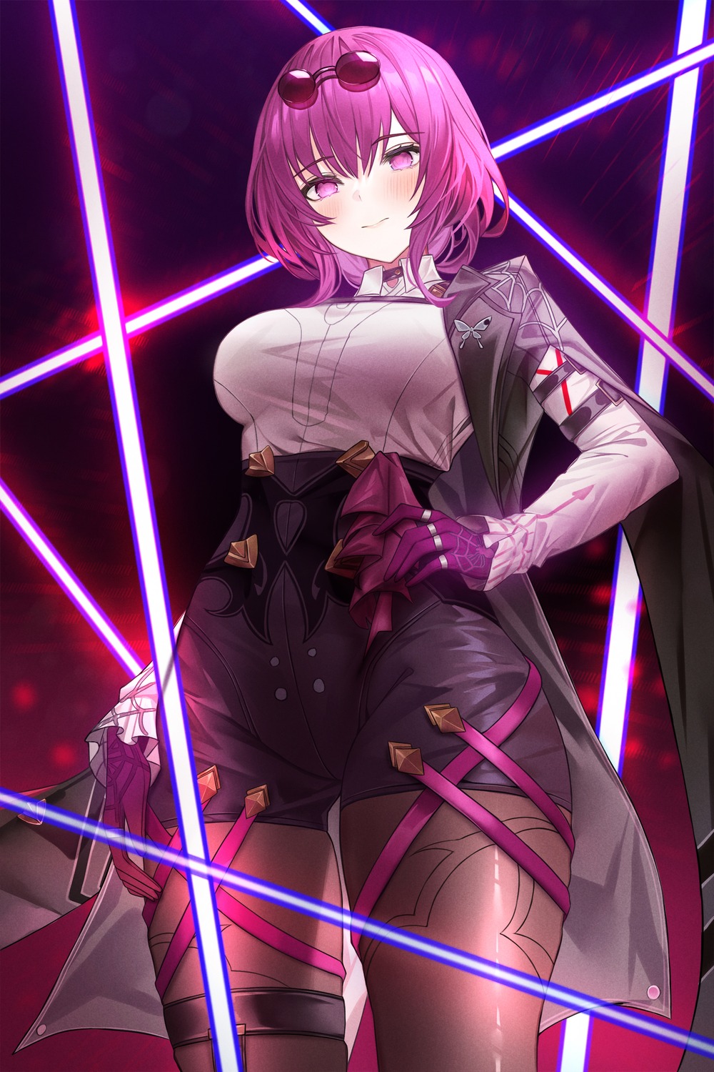 garter, honkai:_star_rail, kafka_(honkai:_star_rail), megane, pantyhose, yami_(rear4742)