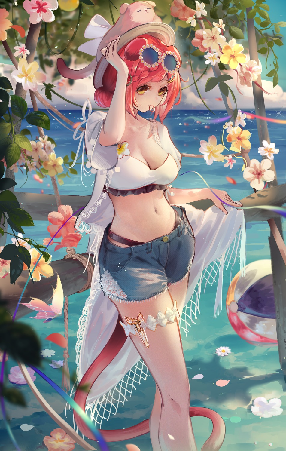 arknights, beancake, goldenglow_(arknights), megane, tail