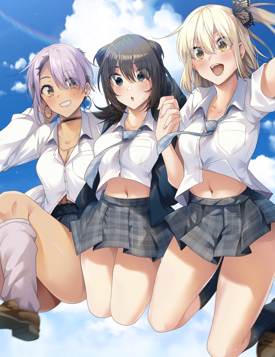 cleavage, ryouma_(galley), seifuku, skirt_lift, yumeochi:_yume_de_bokura_wa_koi_ni_ochiru