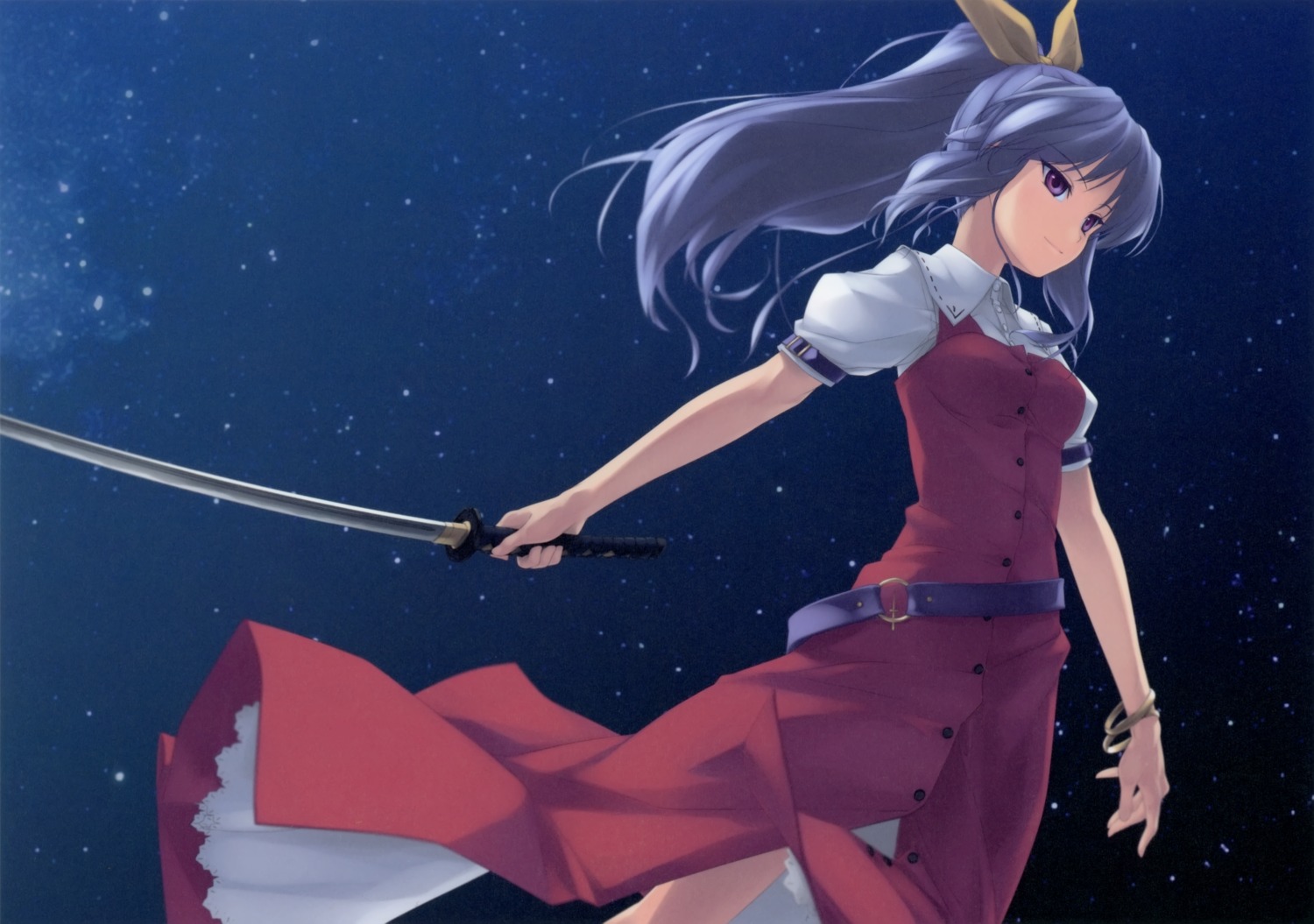 enhance_heart, paper_texture, rokuwata_tomoe, sword, touhou, watatsuki_no_yorihime