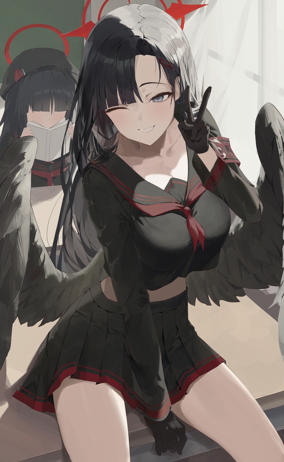 angel, blue_archive, justice_realization_committee_member, nakamasa_ichika, pray_(furei), seifuku, wings