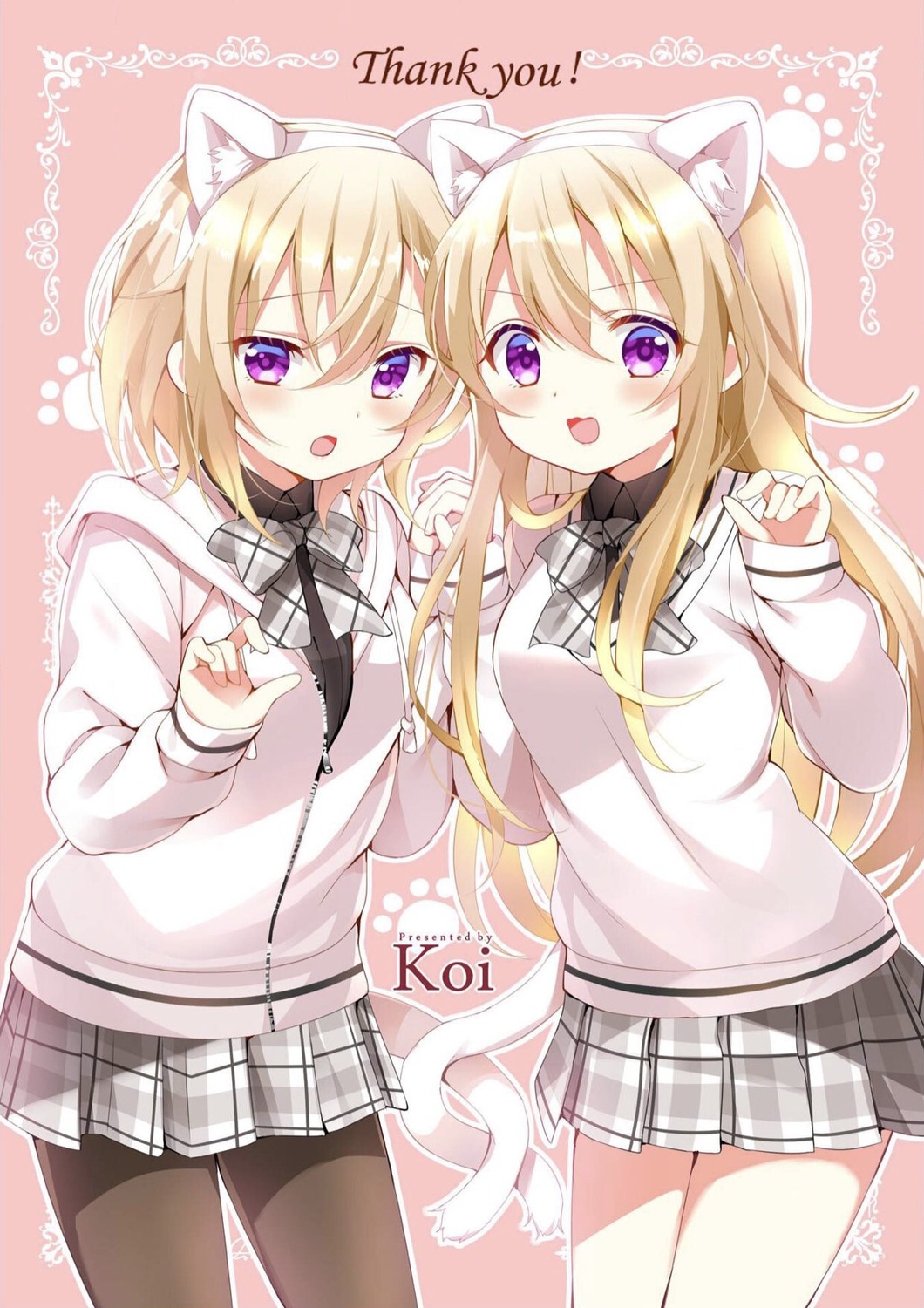 animal_ears, gochuumon_wa_usagi_desu_ka?, jinja_eru, jinja_natsume, koi, nekomimi, pantyhose, seifuku