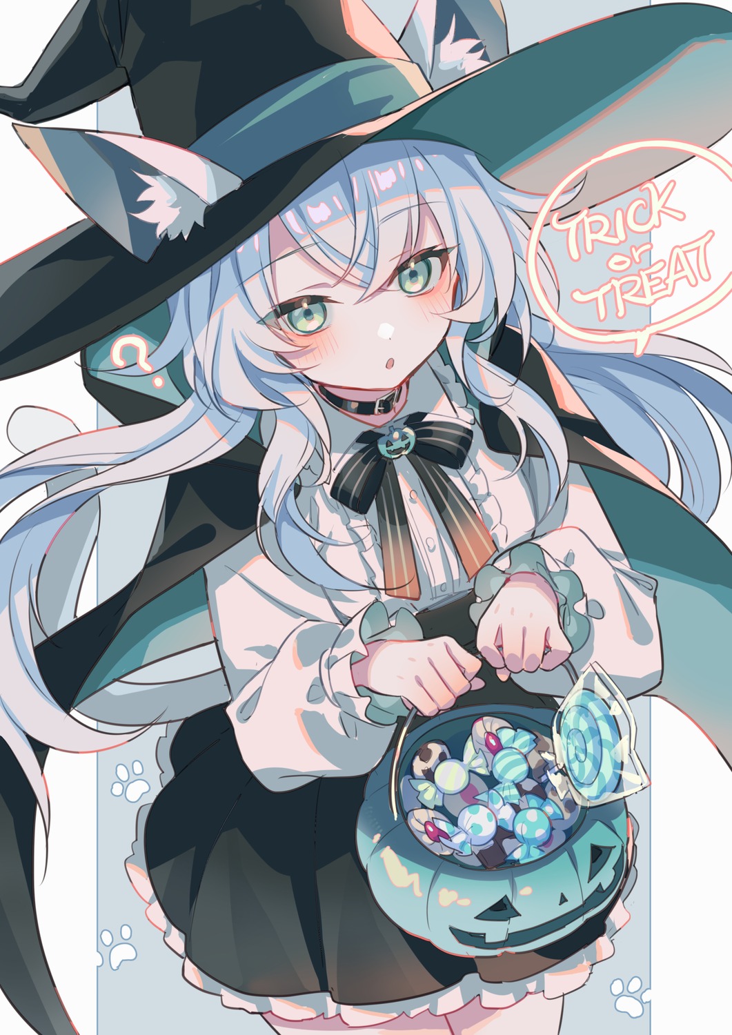 animal_ears, halloween, nekomimi, tail, witch, zoff_(daria)
