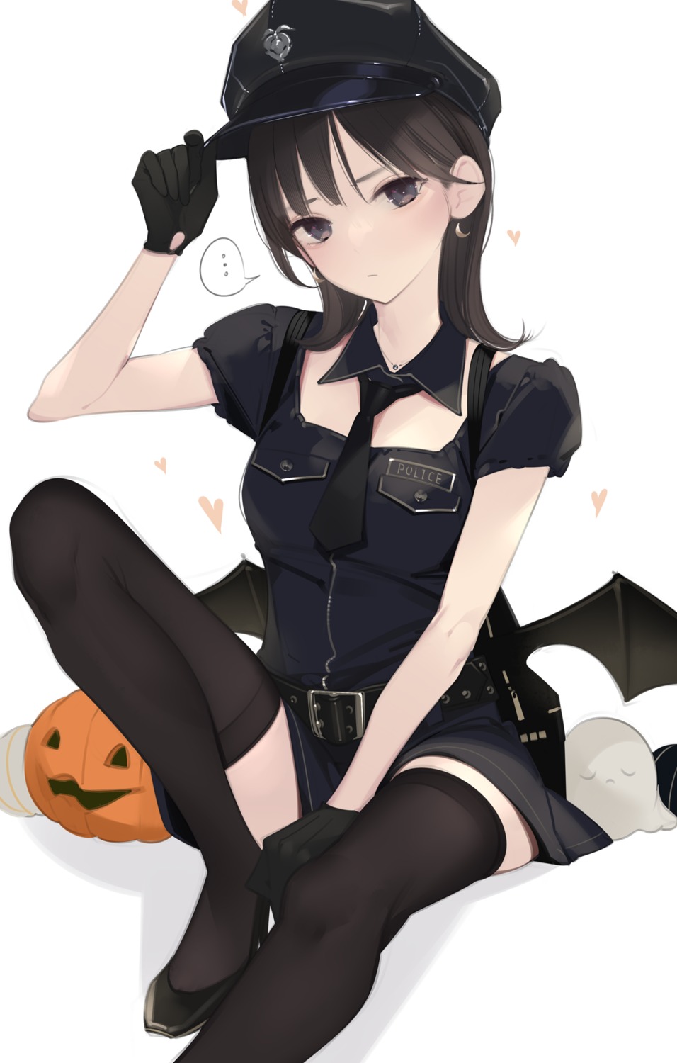 ama_mitsuki, halloween, heels, police_uniform, thighhighs, wings