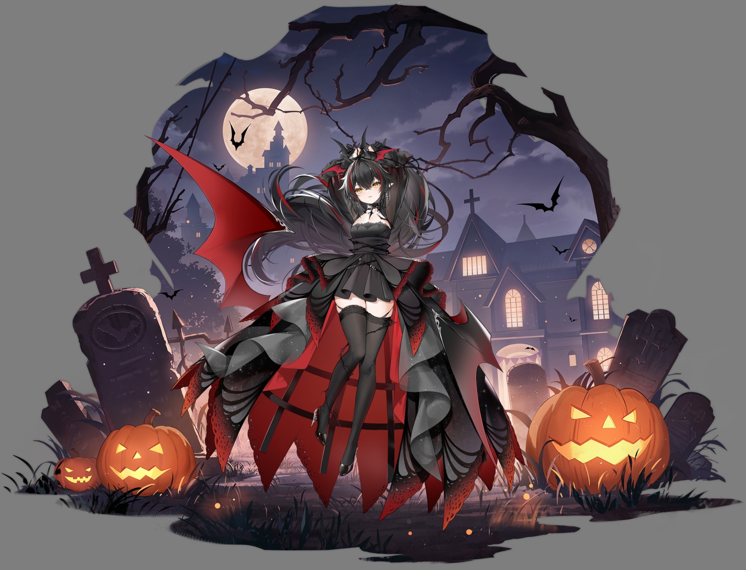 azur_lane, devil, halloween, heels, pointy_ears, stockings, tagme, thighhighs, transparent_png, wings, z24_(azur_lane)