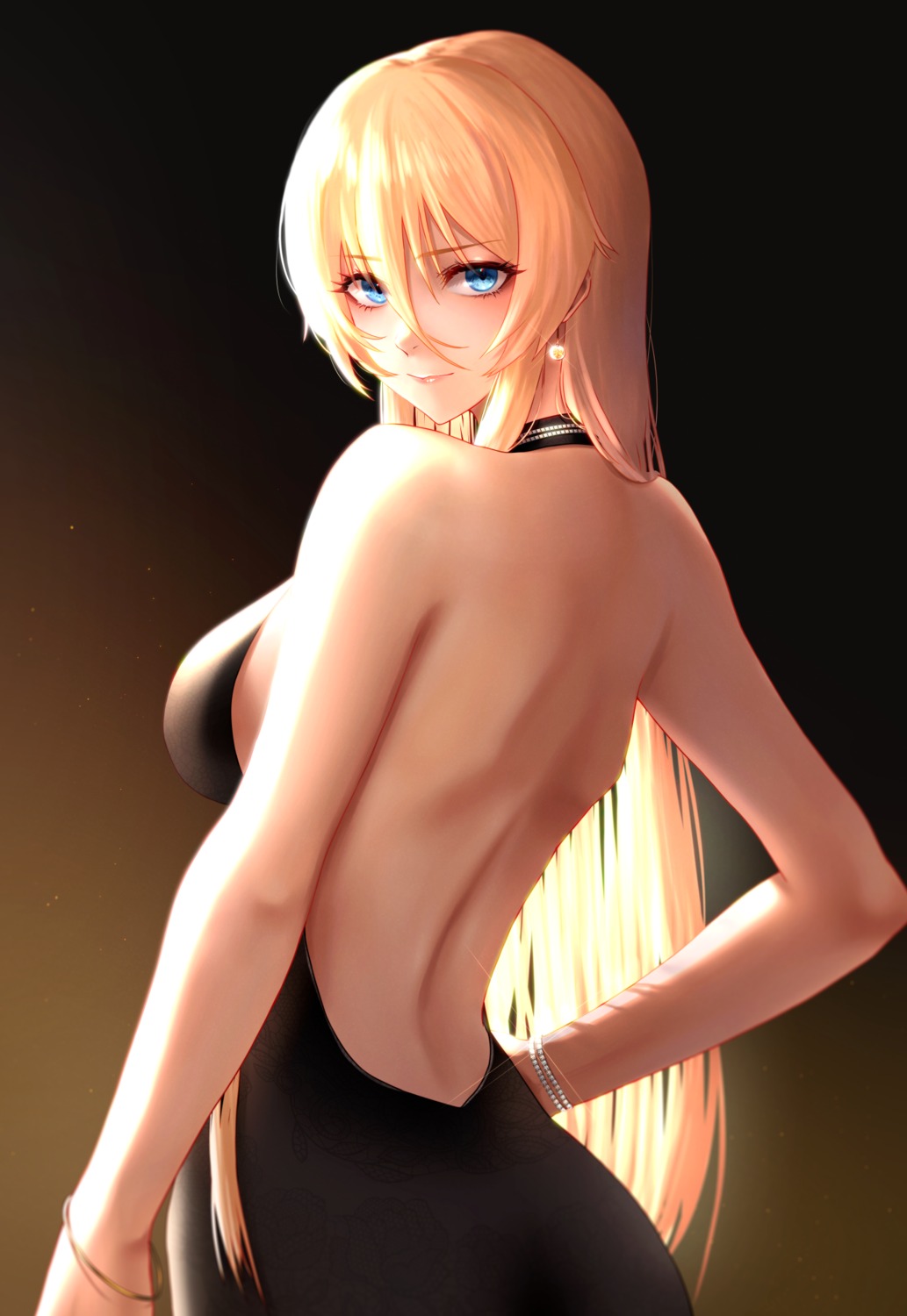 ass, azur_lane, bismarck_(azur_lane), cramcell, dress, no_bra
