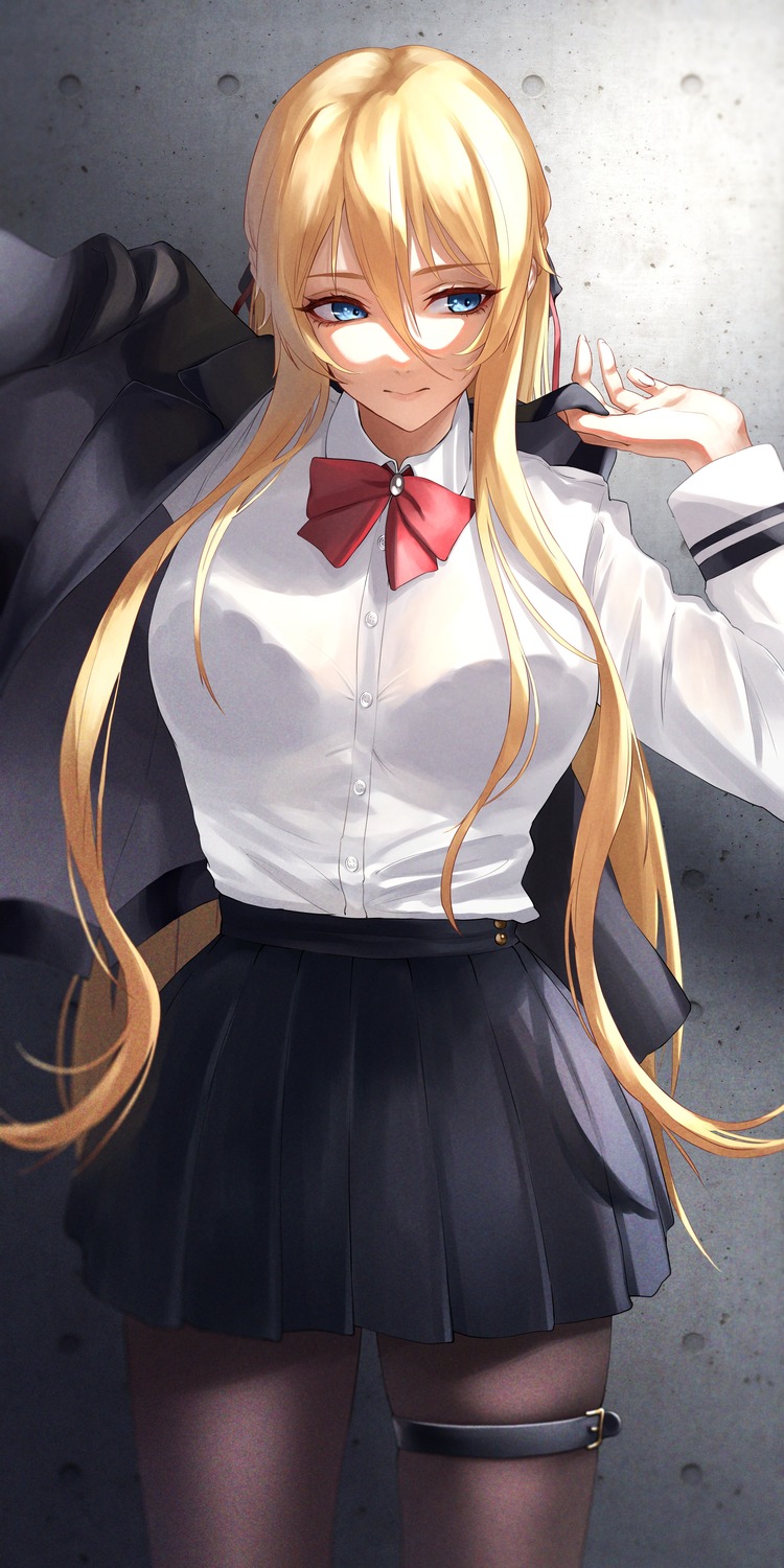 azur_lane, bismarck_(azur_lane), cramcell, garter, pantyhose, seifuku