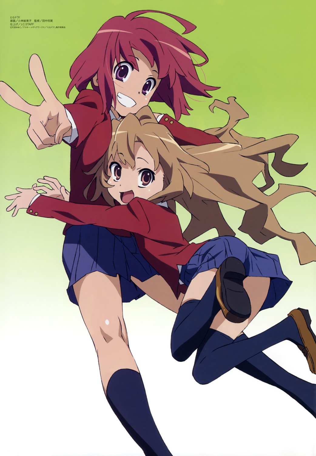 aisaka_taiga, kobayashi_emiko, kushieda_minori, seifuku, thighhighs, toradora!