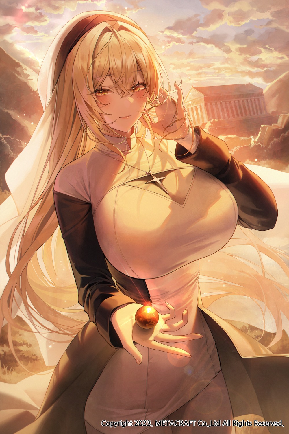 cleavage, meoyo, nun