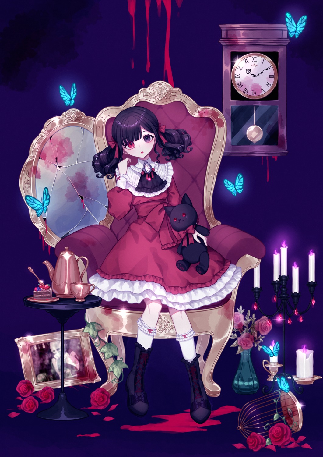 akikawa_higurashi, collet_(akikawa_higurashi), dress, heterochromia, lolita_fashion