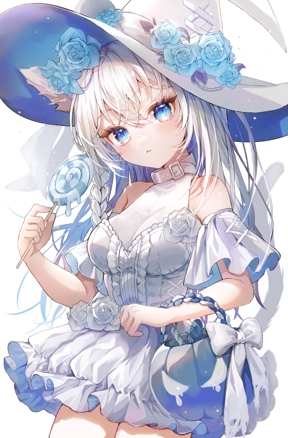 animal_ears, dress, halloween, ichineko., nekomimi, tail, witch