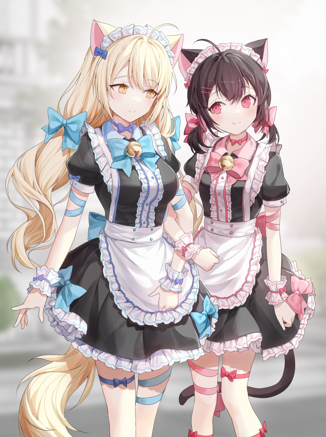 animal_ears, cream_(kkyuang), garter, maid, mary_(kkyuang), nekomimi, ronopu, tail