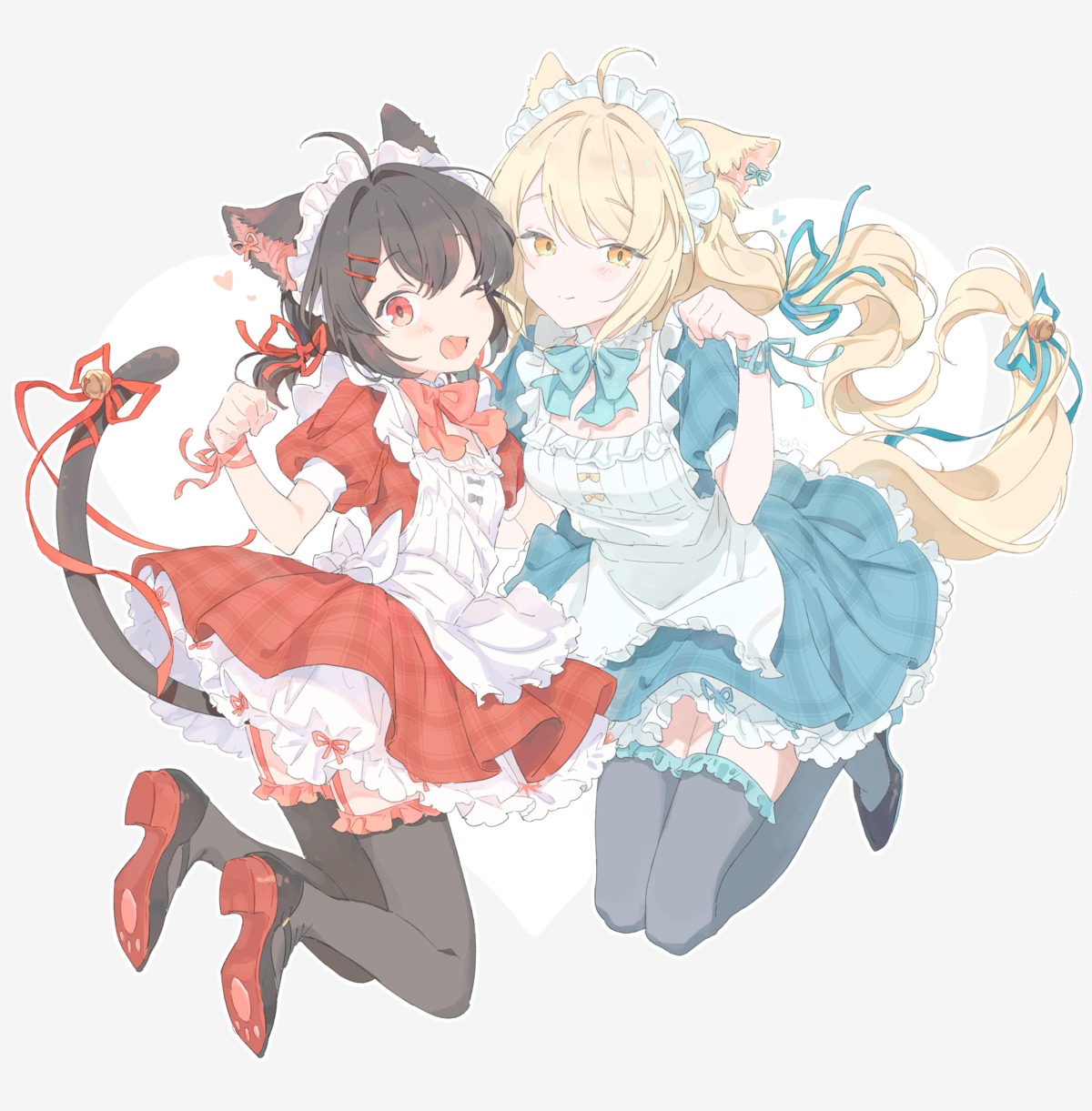 animal_ears, cream_(kkyuang), heels, kinutani_yutaka, maid, mary_(kkyuang), nekomimi, skirt_lift