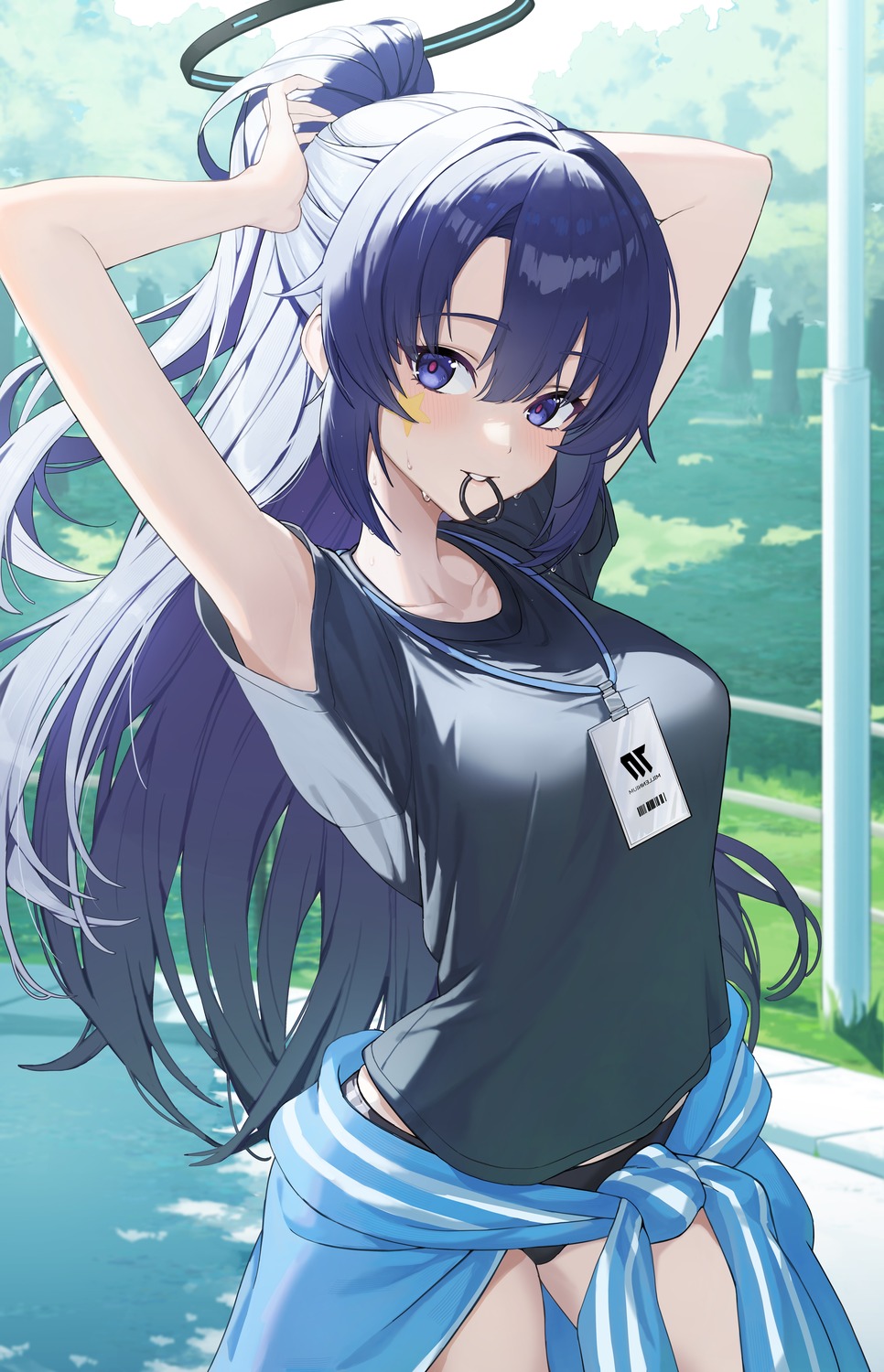 blue_archive, buruma, goeleu, gym_uniform, halo, hayase_yuuka, tattoo