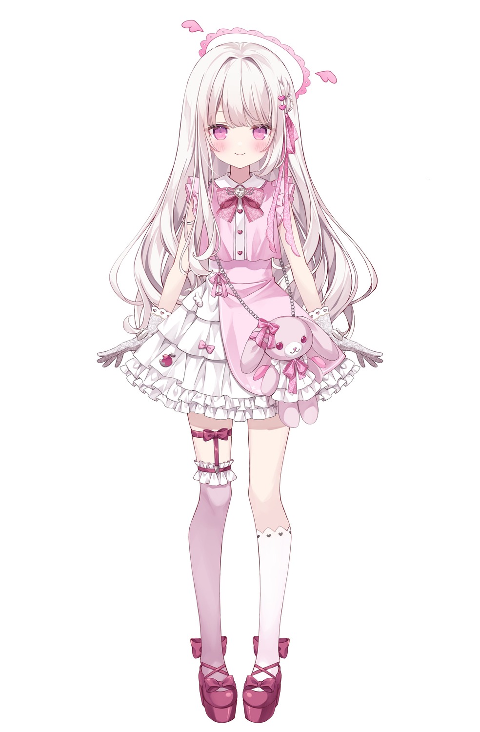 enilis, garter, halo, heels, hoshi, indie_virtual_youtuber, kagamia_shukuri, lolita_fashion, stockings, thighhighs