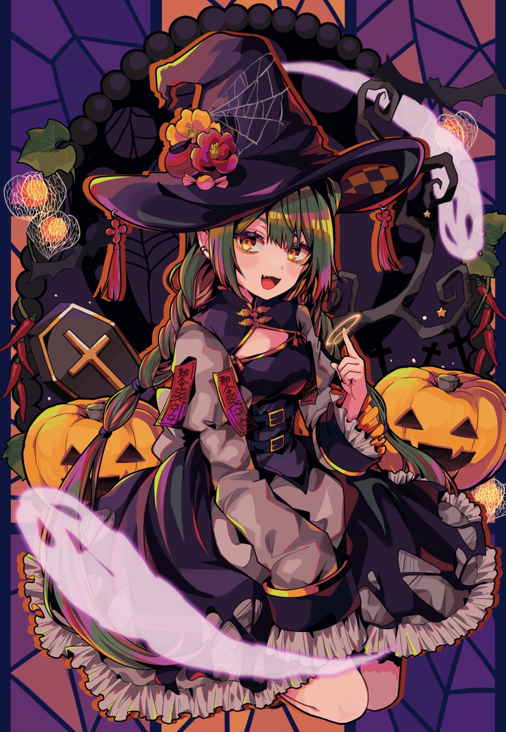 asian_clothes, halloween, pointy_ears, ssm_a_u, witch