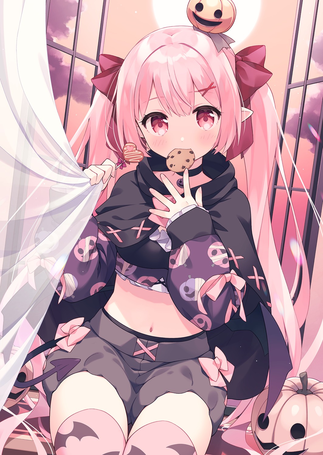 halloween, kano_hito, pointy_ears, tail, thighhighs