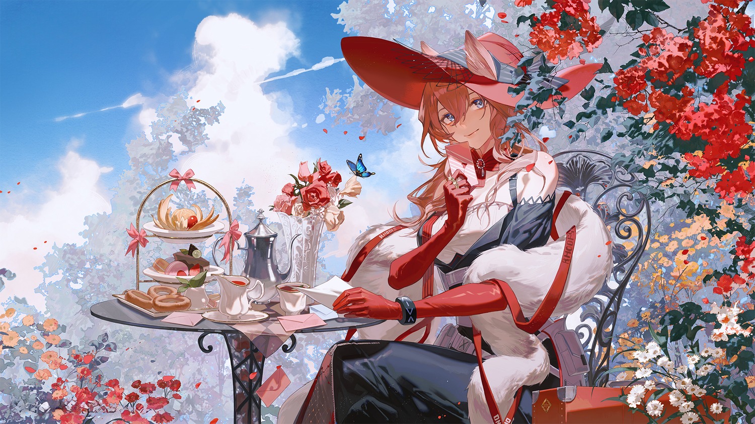 animal_ears, arknights, detexted, dress, heidi_(arknights), nekomimi, no_bra, tagme