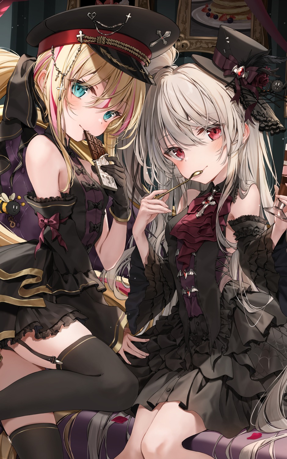 cleavage, kakao_rantan, lolita_fashion, stockings, thighhighs