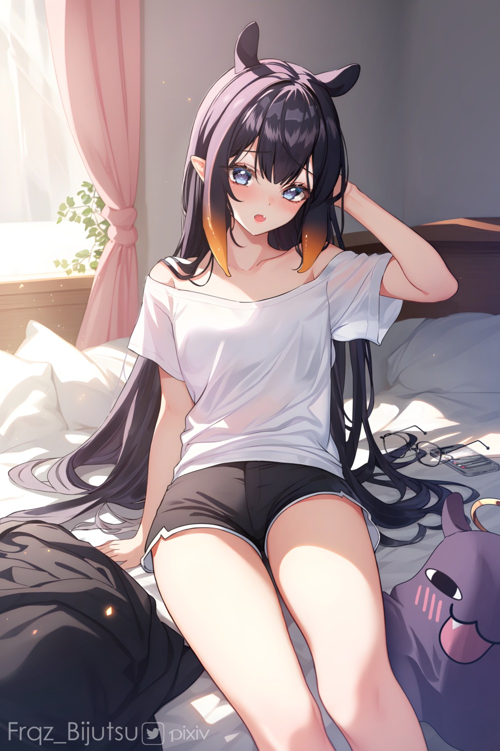 angel, animal_ears, averageartist, hololive, hololive_english, megane, ninomae_ina'nis, pointy_ears