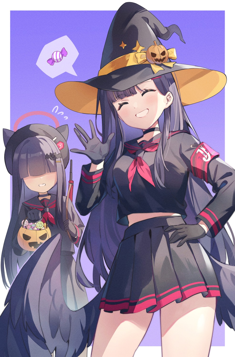 angel, animal_ears, blue_archive, gun, halloween, hoshiko, justice_realization_committee_member, nakamasa_ichika
