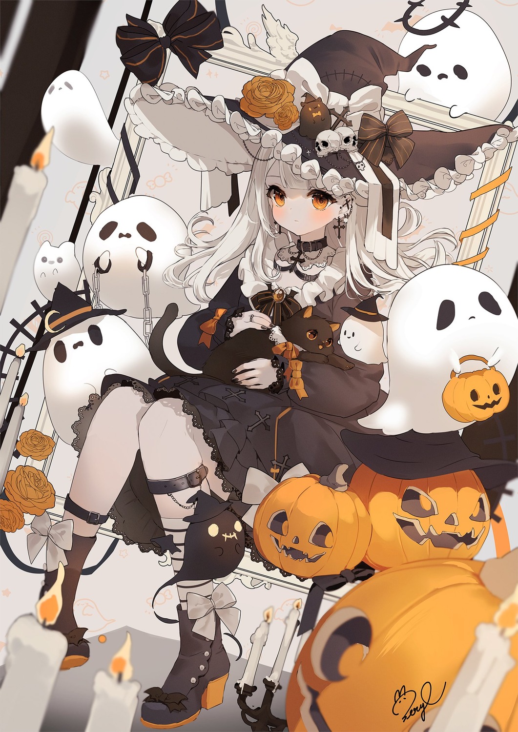 beryl_(blueberylpie), halloween, heels, neko, witch
