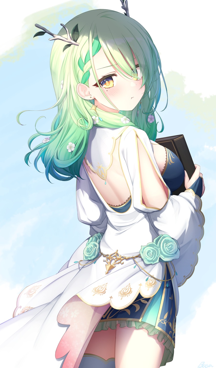 basa_rutan, ceres_fauna, dress, hololive, hololive_english, horns, thighhighs