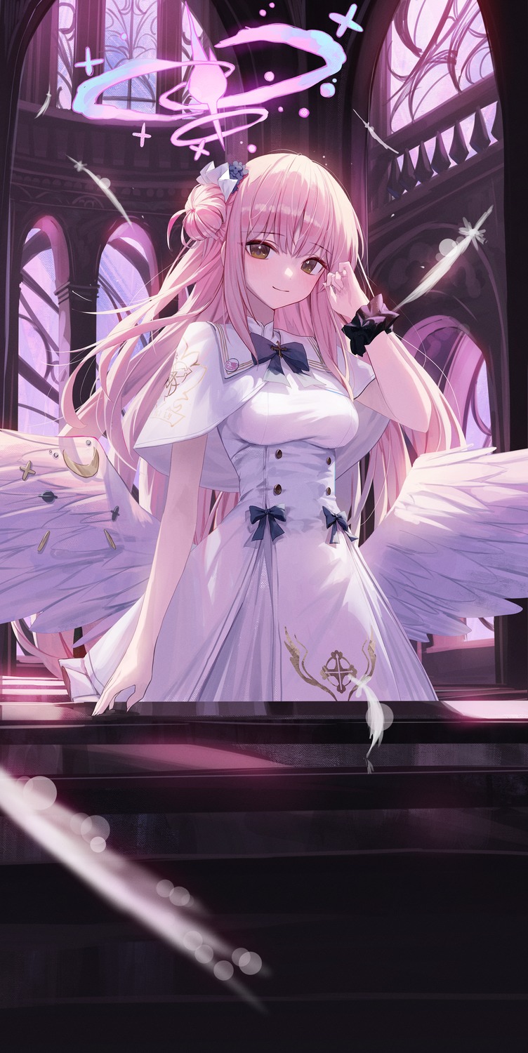 angel, blue_archive, dress, gnns, misono_mika, wings