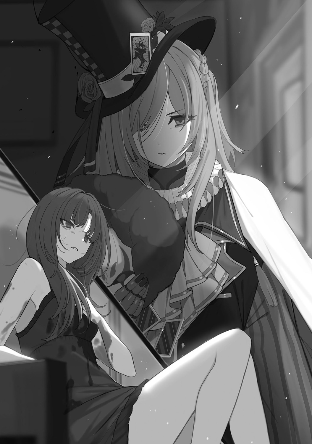 christina_hope, dress, eliza_(kagejitsu), kage_no_jitsuryokusha_ni_naritakute!, monochrome, touzai