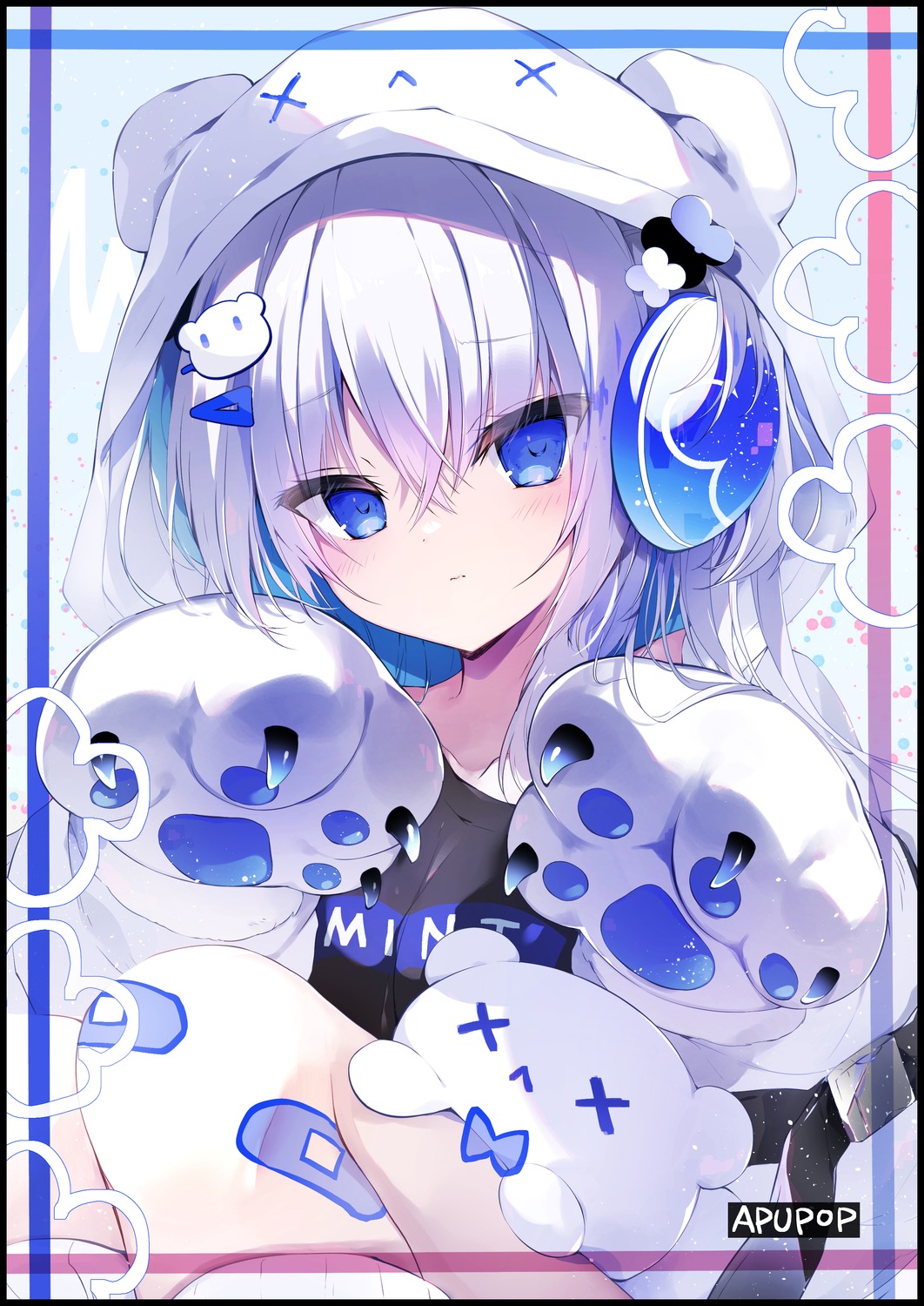 aisu_mint, animal_ears, bandaid, headphones, muku_(apupop)