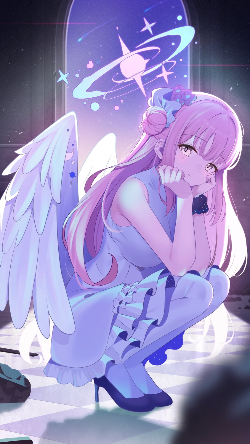 angel, blue_archive, dress, heels, mishiro_(ixtlolton), misono_mika, wings