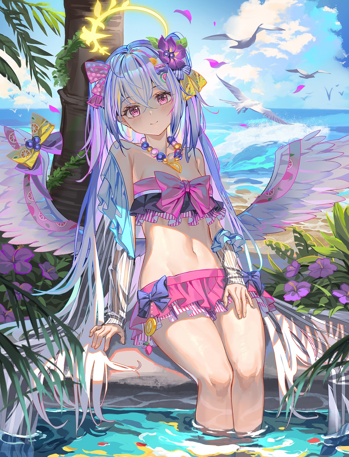 al_guang, angel, bikini, blue_archive, shirasu_azusa, swimsuits, wet, wings