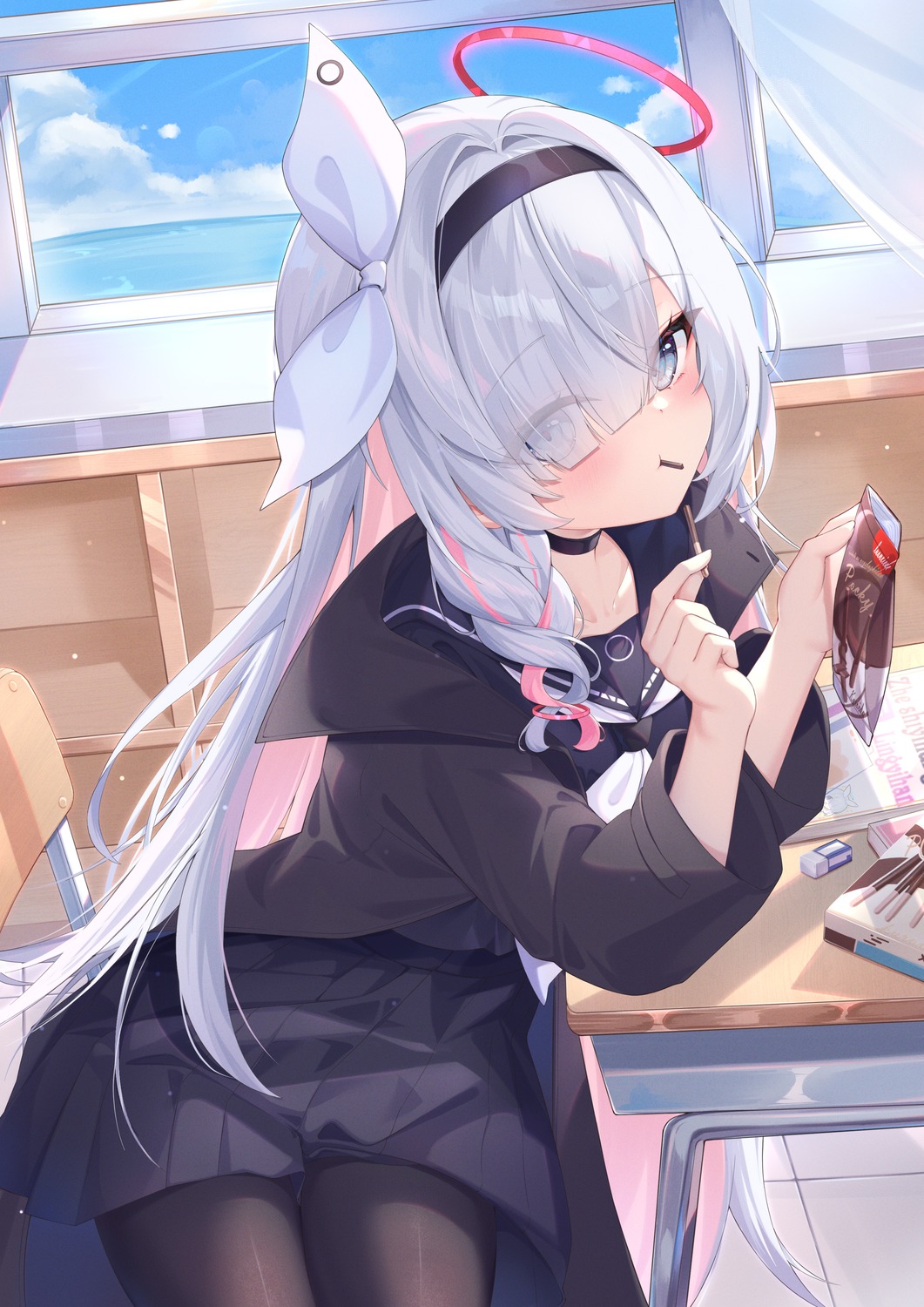 arona_(blue_archive), blue_archive, halo, kuroida, pantyhose, plana_(blue_archive), seifuku