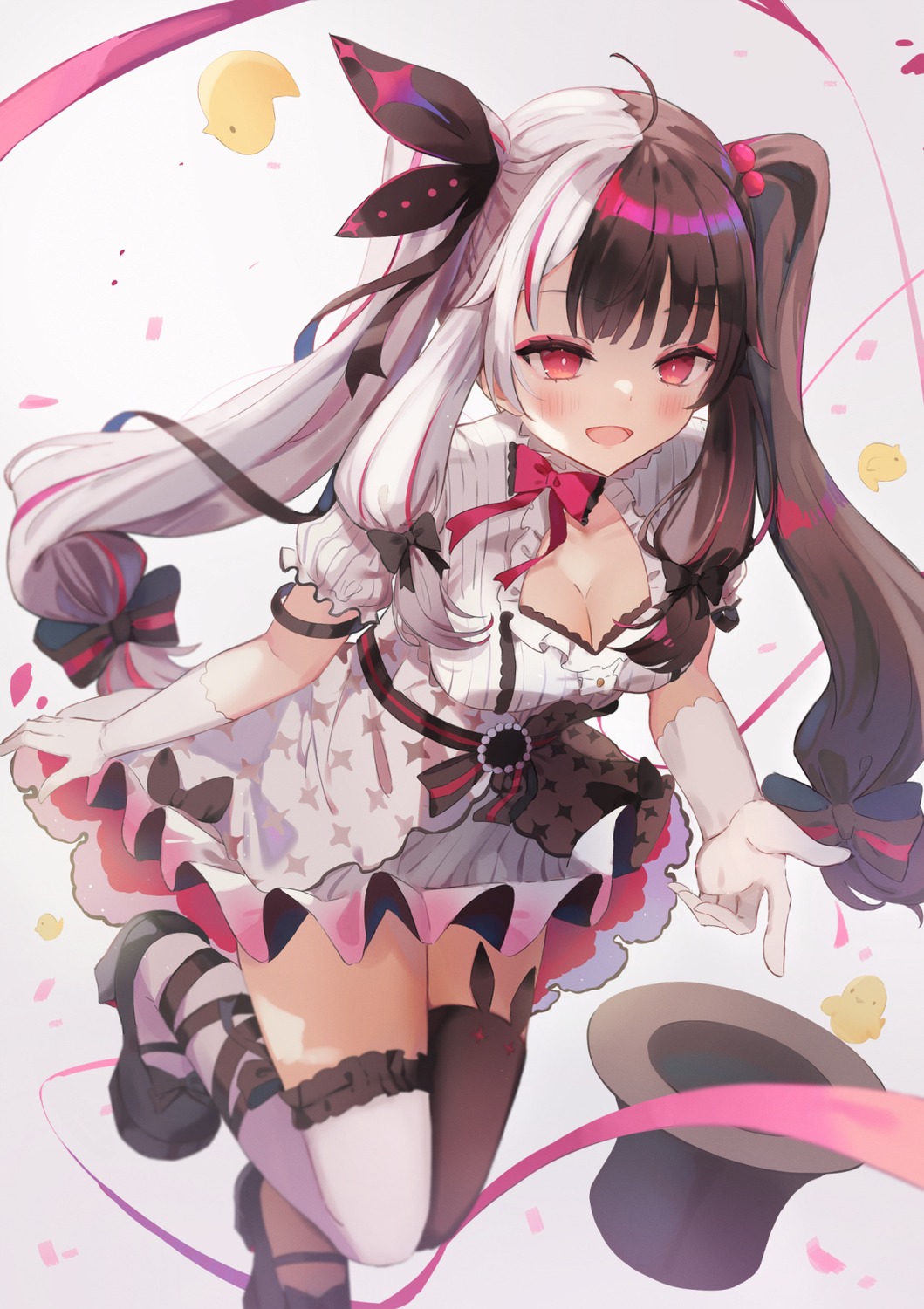 cleavage, miakiuehashi, nijisanji, thighhighs, yorumi_rena