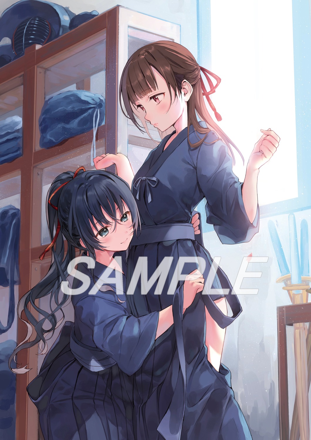 hanekoto, japanese_clothes, kudan_no_folklore, sample, sukerasparo, watermark, yuri
