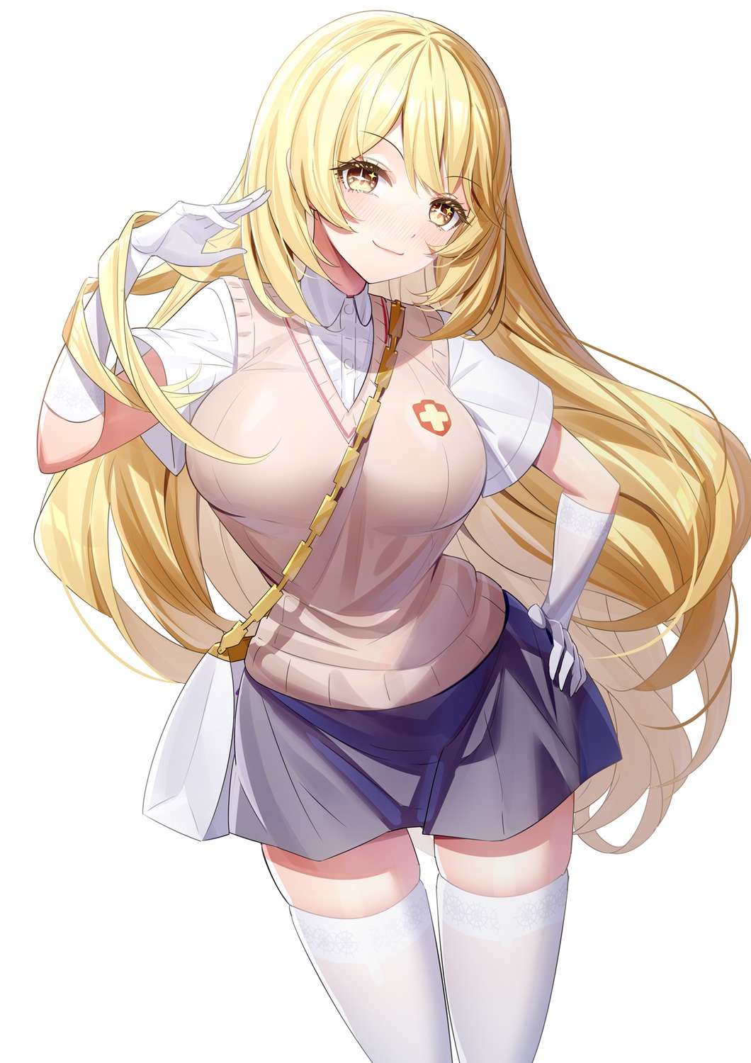 ririko_(zhuoyandesailaer), seifuku, shokuhou_misaki, sweater, thighhighs, toaru_kagaku_no_railgun, toaru_majutsu_no_index