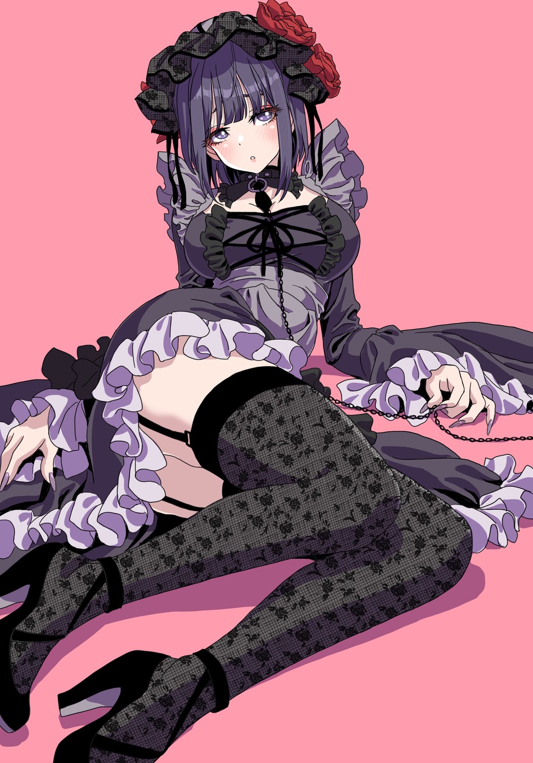dress, gothic_lolita, heels, kitagawa_marin, kuroe_shizuku, lolita_fashion, sono_bisque_doll_wa_koi_wo_suru, stockings, thighhighs, yamashita_shunya